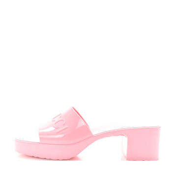 GUCCI Rubber Gucci Logo Womens Platform 20/60mm Slide Sandals 39 Wild Rose