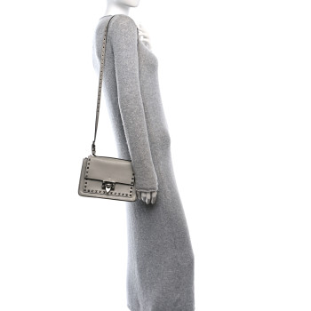 VALENTINO GARAVANI Grained Calfskin Small Rockstud Crossbody Opal Grey
