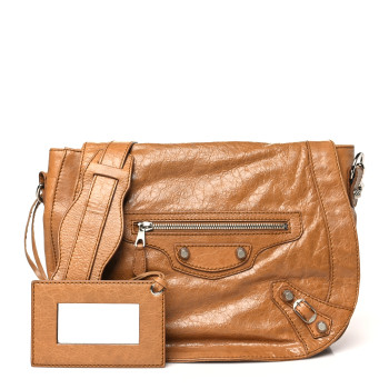 BALENCIAGA Agneau Giant 12 Rose Gold Hardware Neo Folk Messenger Cumin