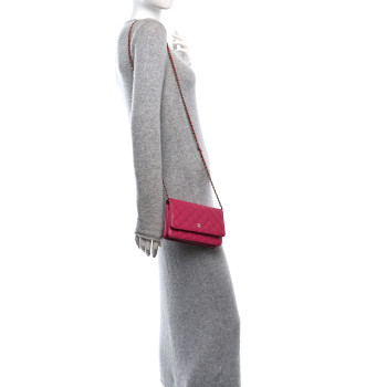 CHANEL Caviar Quilted Wallet On Chain WOC Fuchsia