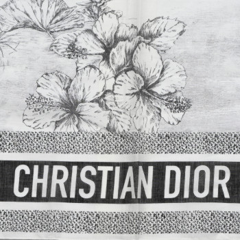 CHRISTIAN DIOR Cotton Toile De Jouy Scarf Black White