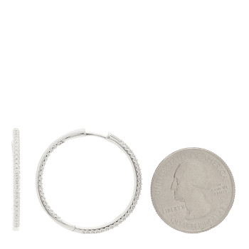 ROBERTO COIN 18K White Gold Diamond 30mm Micropave Hoop Earrings