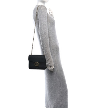 GUCCI Dollar Calfskin Small Interlocking G Shoulder Bag Black