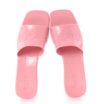 GUCCI Rubber Gucci Logo Womens Platform 20/60mm Slide Sandals 39 Wild Rose