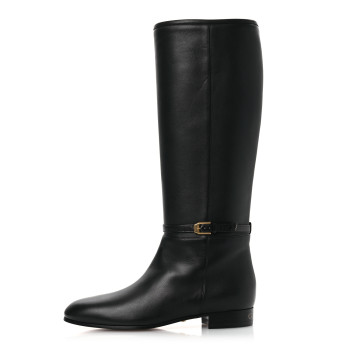 GUCCI Calfskin Knee High Boots 36.5 Black