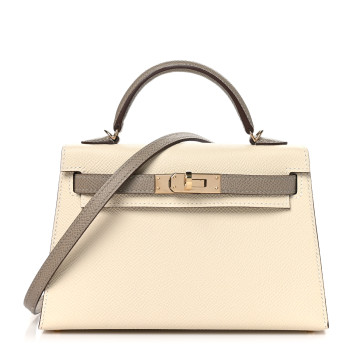 HERMES Epsom Horseshoe Mini Kelly Sellier 20 Craie Gris Asphalte