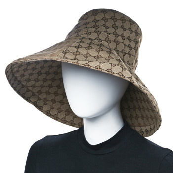 GUCCI Monogram Wide Brim Hat L Beige