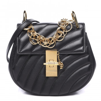 CHLOE Calfskin Quilted Nano Drew Bijou Shoulder Bag Black