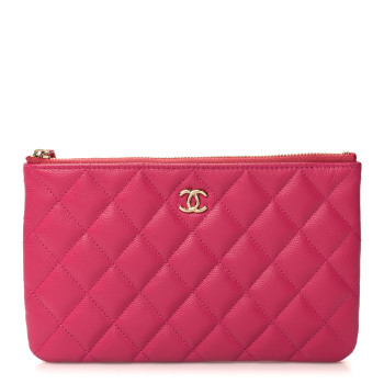 CHANEL Caviar Quilted Cosmetic Case Fuchsia