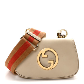 GUCCI Roxy Calfskin Web Mini Blondie Shoulder Bag White