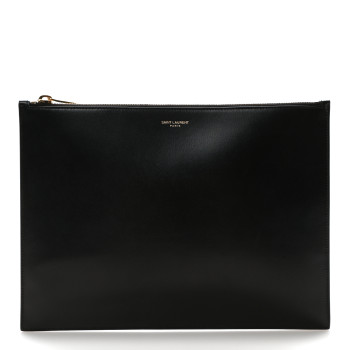SAINT LAURENT Calfskin Medium Zip Clutch Black