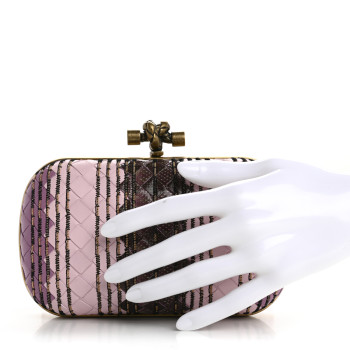 BOTTEGA VENETA Nappa Intreccio Ayers Knot Clutch Twilight