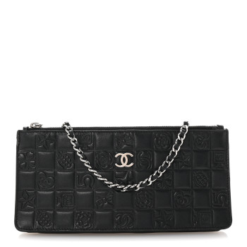 CHANEL Lambskin Precious Symbols Pochette Black