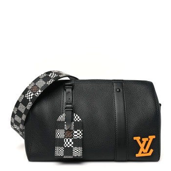 LOUIS VUITTON Calfskin Damier Distorted City Keepall Black