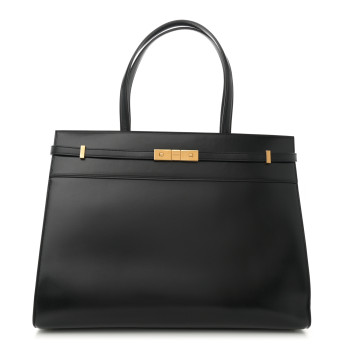 SAINT LAURENT Calfskin Medium Manhattan Shopper Tote Black