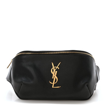 SAINT LAURENT Grain De Poudre Monogram Belt Bag Black