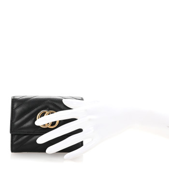 GUCCI Calfskin Matelasse GG Marmont Wallet Black