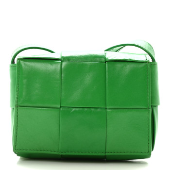 BOTTEGA VENETA Crinkled Lambskin Maxi Intrecciato Extra Mini Cassette Crossbody Bag Parakeet