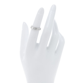 CARTIER 18K White Gold 8 Diamond 4mm LOVE Wedding Band Ring 48 4.5