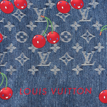 LOUIS VUITTON LV X TM Wool Monogram Cerise Shawl Denim Blue
