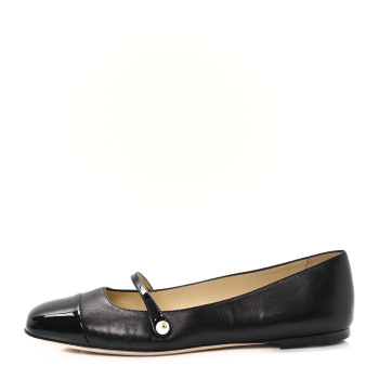 JIMMY CHOO Lambskin Patent Elisa Mary Jane Flats 40 Black