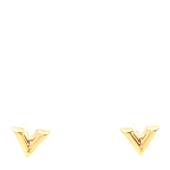 LOUIS VUITTON Brass Essential V Stud Earrings Gold