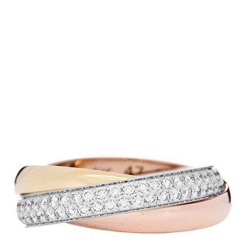 CARTIER 18K White Yellow Pink Gold Diamond Small Trinity Paved Ring 47 4