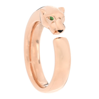 CARTIER 18K Pink Gold Tsavorite Black Onyx Panthere De Cartier Ring 52 6