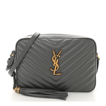 SAINT LAURENT Calfskin Matelasse Monogram Lou Camera Bag Storm