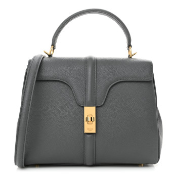 CELINE Grained Calfskin Small 16 Top Handle Bag Medium Grey