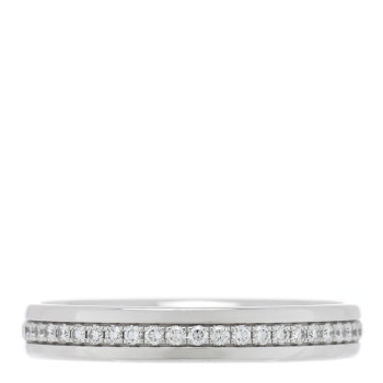 TIFFANY 18K White Gold Diamond .24ctw 3mm Eternity Band Ring 50 5.5