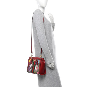 GUCCI GG Supreme Monogram Flora Web Small Ophidia Tote Bag Red
