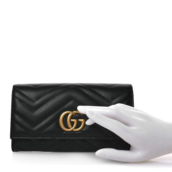 GUCCI Calfskin Matelasse GG Marmont Continental Wallet Black