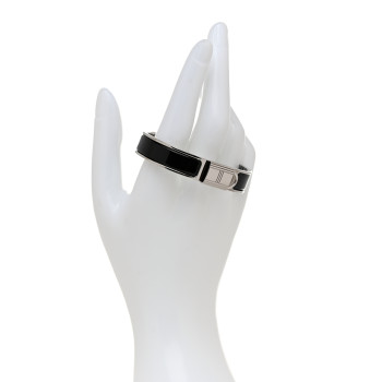HERMES Enamel Narrow Clic Cadenas Bracelet PM Black