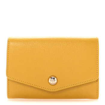MULBERRY Glossy Goatskin Dome Rivet French Purse Wallet Yellow