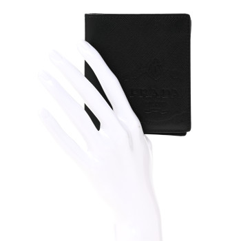 PRADA Saffiano Logo Bi-Fold Wallet Black