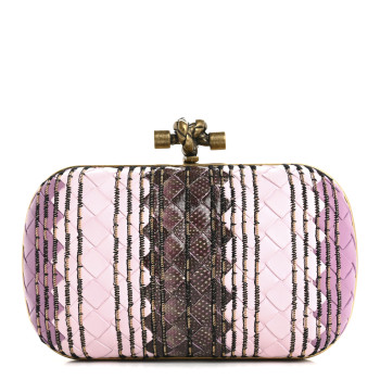 BOTTEGA VENETA Nappa Intreccio Ayers Knot Clutch Twilight