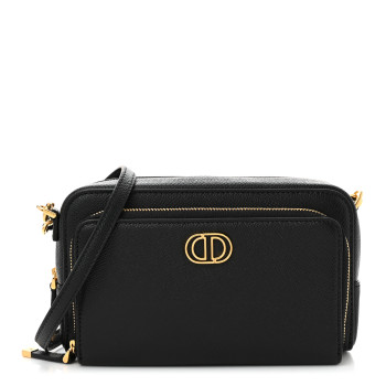 CHRISTIAN DIOR Grained Calfskin Caro Double Pouch Black