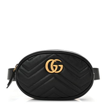 GUCCI Calfskin Matelasse GG Marmont Belt Bag 85 34 Black