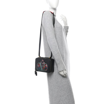 VALENTINO GARAVANI X UNDERCOVER Smooth Calfskin Graphic Print VSling Crossbody Bag Black