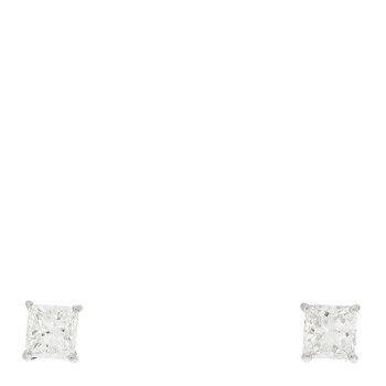 PARKER & WEST Platinum Diamond .61ct Princess Cut Solitaire Earrings