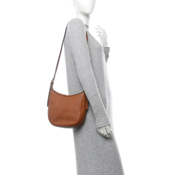 CELINE Supple Calfskin Small Triomphe Heloise Shoulder Bag Tan
