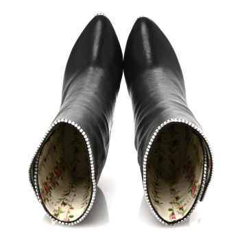 GUCCI Calfskin Crystal Fosca Boots 36 Black