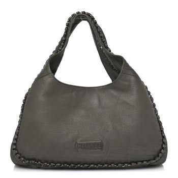 CHANEL Lambskin Chain Hobo Grey