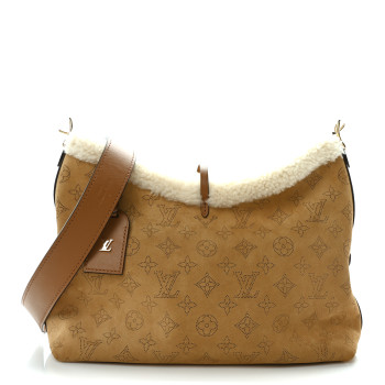 LOUIS VUITTON Suede Mahina CarryAll PM Beige