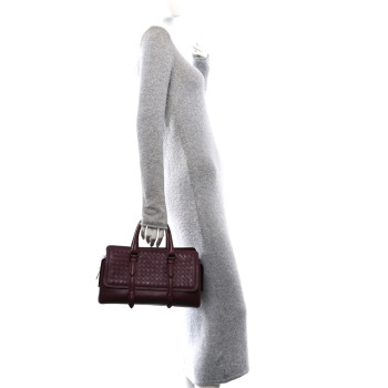 BOTTEGA VENETA Nappa Intrecciato Medium Monaco Satchel Ebano