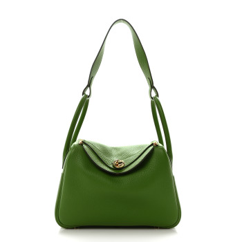 HERMES Taurillon Clemence Lindy 26 Vert Yucca
