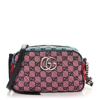 GUCCI Monogram Multicolor Matelasse Diagonal Small GG Marmont Chain Shoulder Bag Pink Blue Green Red Light Blue