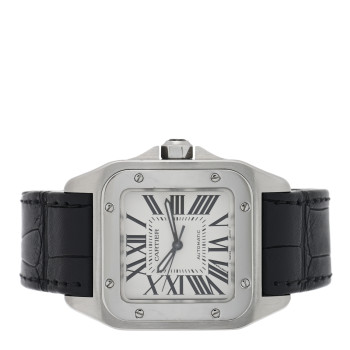 CARTIER Stainless Steel Alligator 33mm Santos 100 Automatic Watch