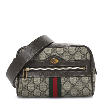 GUCCI GG Supreme Monogram Web Small Ophidia Belt Bag 85 34 Dark Brown